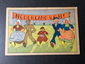 1945 Dutch Netherlands Holland Liberation Postcard March Drums Banner