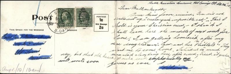 Hot Springs Sd Panoramic View c1910 Postcard - Fold-Open jrf