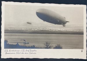 Mint Germany Real Picture Postcard Graf & Hindenburg Zeppelin In Flight