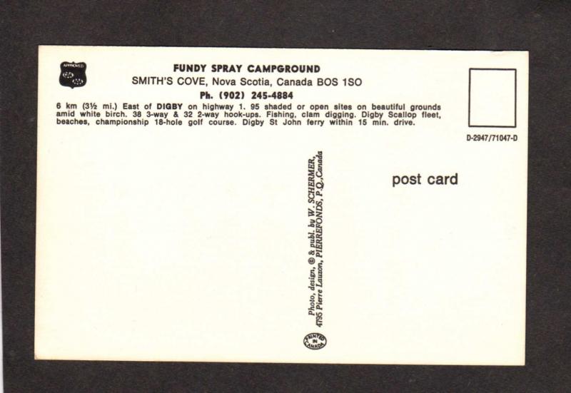 NS Fundy Spray Campground Smith's Cove Nova Scotia Canada Carte Postale Postcard