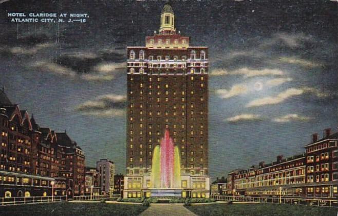 New Jersey Atlantic City Hotel Claridge At Night 1953