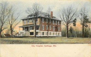 Vintage Wheelock Postcard; City Hospital, Carthage MO Jasper County Posted 1908