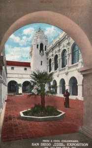 Vintage Postcard 1910's A Cool Colonnade Panama Exposition San Diego California