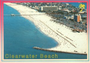 Vintage Postcard White Sandy & Clearwater Beach Extending Golf Of Mexico Florida