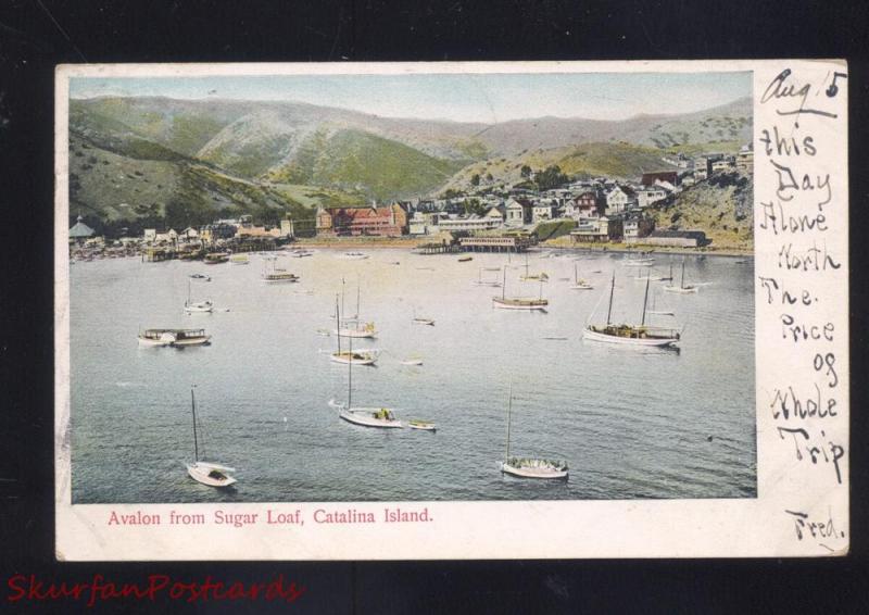 AVALON FROM SUGAR LOAF CATALINA ISLAND CALIFORNIA VINTAGE 