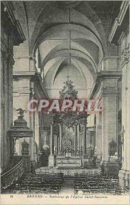 Postcard Old Rennes Interior of Saint Sauveur Church