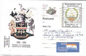 South Africa, pre-stamped postcard, Coat of Arms