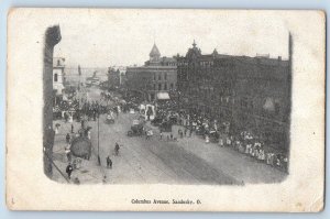 c1905 Sandusky Ohio OH Vintage Postcard Columbus Avenue Aerial View Railway Cars