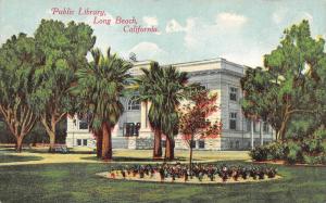 LONG BEACH, CA California   PUBLIC LIBRARY  Trees & Flowers   c1910's Postcard