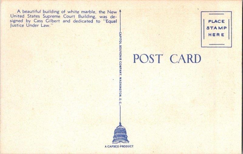 Vintage Postcard Supreme Court Washington DC KH2