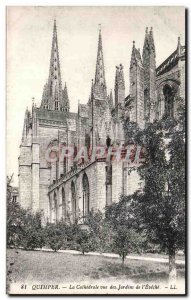 Old Postcard Quimper Garden View of the Eveche