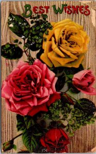 Best Wishes With Roses 1910