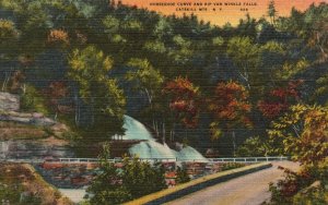 Vintage Postcard Horseshoe Curve & Rip Van Winkle Falls Catskill Mountains NY