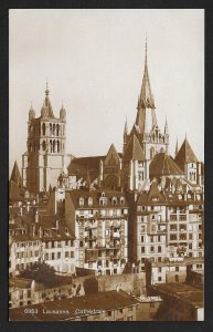 Cathedral Lausanne Switzerland Unused RPPC c1920s