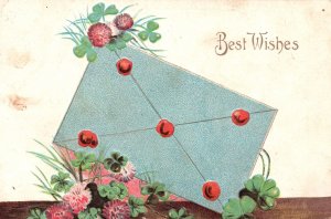 Vintage Postcard 1907 Best Wishes Mail Pansies Flowers Greetings Souvenir