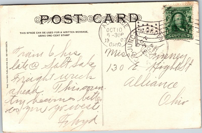 Postcard UT Castle Gate 1907 CD Junct & Ogden RPO