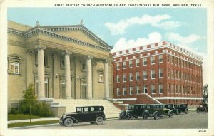 Abilene Texas Autos 1st Baptist Church Auditorium Teich 1920s Postcard 21-4573