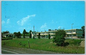 Vtg Angola Indiana IN Faucher's Motel & Restaurant 1970s View Old Postcard