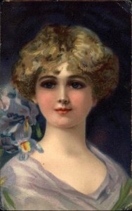 Beautiful Young Woman Girl Fine Art Portrait c1910 Vintage Postcard