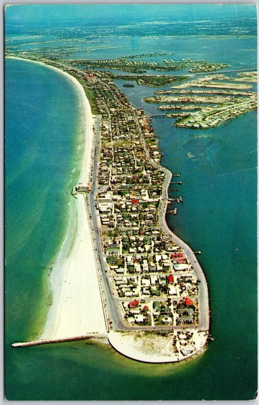 SPB-3 St. Petersburg Beach Florida Aerial View Southern Tip Island Postcard