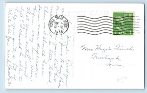 Iowa Falls Iowa IA Postcard RPPC Photo Post Office Building Scene Street 1948