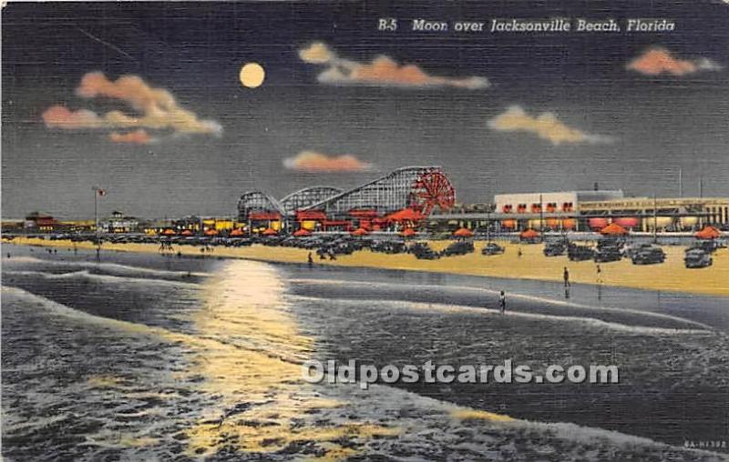 Moon over Jacksonville Beach Florida, FL, USA 1942 