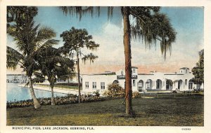 H25/ Sebring Florida Postcard c1930s Municipal Pier Lake Jackson