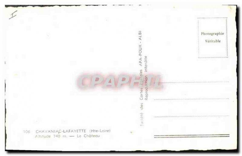 Old Postcard Chavaniac Lafayette Haute Loire Chateau Altitude 740 m