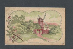 Post Card Ca 1910 Stonington IL The Old Turnstile Windmill