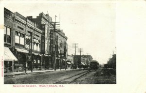 PC CPA US, ILL, WAUKEGAN, GENESSE STREET, VINTAGE POSTCARD (b15648)