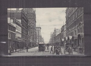 VICTORIA, MELBOURNE, ELIZABETH STREET, FROM THE RAILWAY, TRAM, c1910 ppc, unused