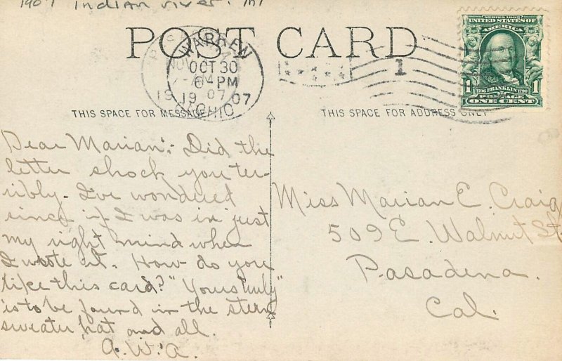 Postcard RPPC 1907 Michigan Indian River Keystone Park occupational MI24-244