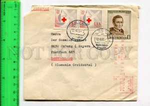 425008 CHILE to GERMANY 1965 y  air mail Postage meter COVER w/ Red cross stamps