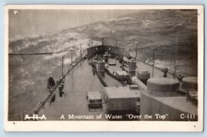 US Navy Ship Postcard RPPC Photo ARA A Mountain Of Water Over The Top c1910's