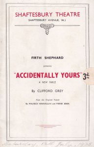 Accidentally Yours George Robey Frith Shephard Theatre Programme