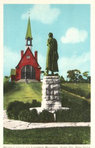 Vintage Postcard 1920's Memorial Church & Evangeline Monument Nova Scotia Canada