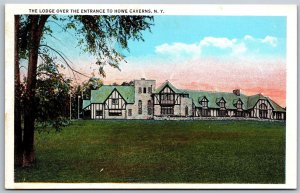 Vtg New York NY Lodge Over The Entrance to Howe Caverns 1920s View Postcard