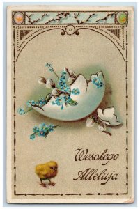 1916 Easter Chick Hatched Egg Pansies Gel Gold Gilt New Britain CT Postcard