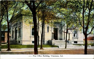 Postcard IN Knox County Vincennes Post Office Building ~1910 S9