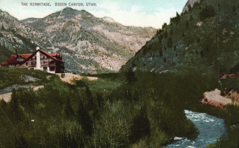 Vintage Postcard The Hermitage Ogden Canyon Mountain Utah UT Spargos Book Pub.