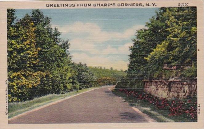 New York Greetings From Sharp's Corners Curteich
