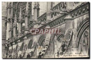 Old Postcard Rouen L & # 39Eglise Saint Ouen Gargoyles