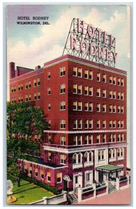 1955 Hotel Rodney & Restaurant Market Street View Wilmington Delaware Postcard