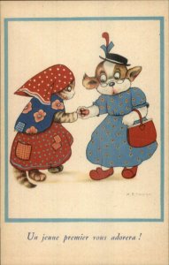 MB Cooper Fantasy Dressed Cat Babushka & Dog in Dress c1915 Postcard