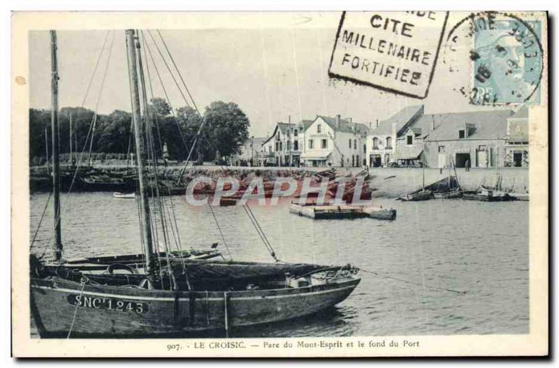Old Postcard Croisic Park Mount Spirit and the bottom of Port Boat Daguin