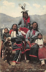 Group of Sioux Native Americans double cancel postcard