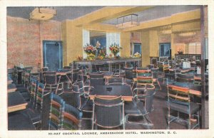 Hi-Hat Cocktail Lounge Interior Ambassador Hotel c.1930's Postcard / 10C1-579