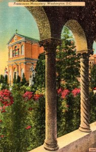 VINTAGE POSTCARD FRANCISCAN MONASTERY AT WASHINGTON D.C. LINEN