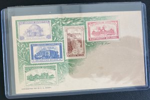 Rare Ten Pan American Exposition Stamp On Stamp Postcards Complete Set Mint