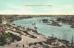 Netherlands Rotterdam Panorama Maas Vintage Postcard 03.76